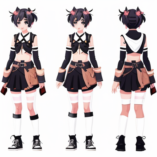a reference sheet for a girl vtuber character design anime digital 