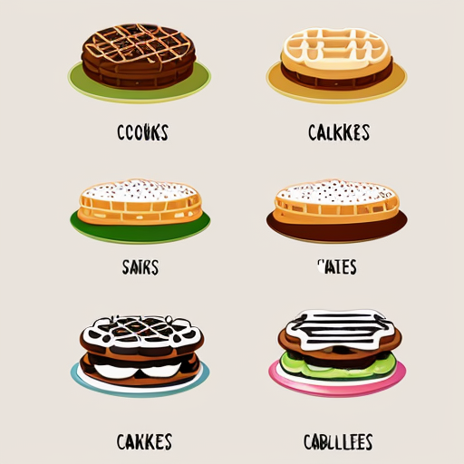 Cartoon waffles and cookies