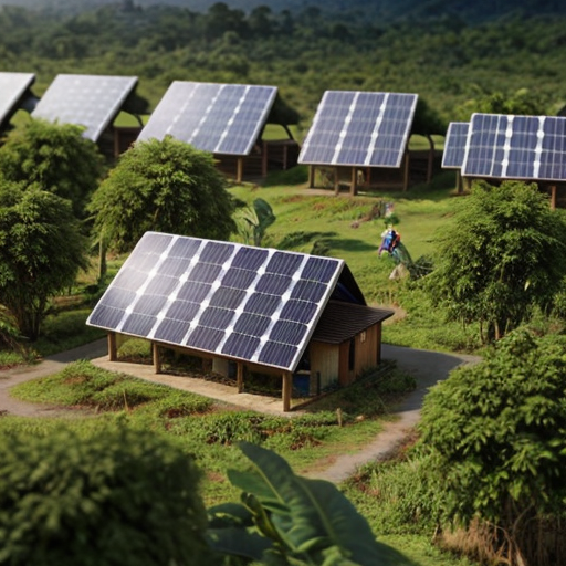 rain forest village with solar panels 