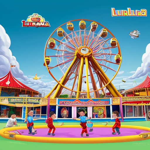 lunapark resmi yap cocuklar oyun oynasın


