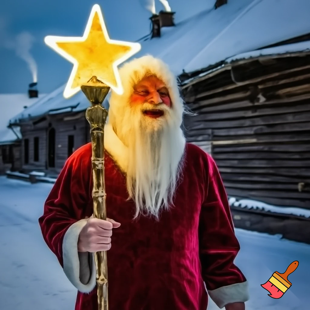  Santa Claus, Russia walking stick with a star