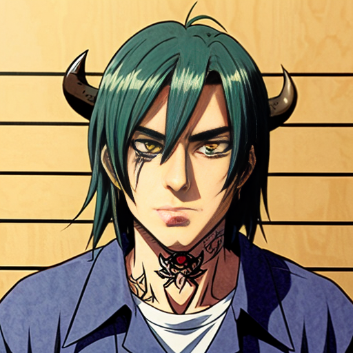 mugshot, water buffalo, deadly, feral, evil, prison outfit, guilty, face tattoo