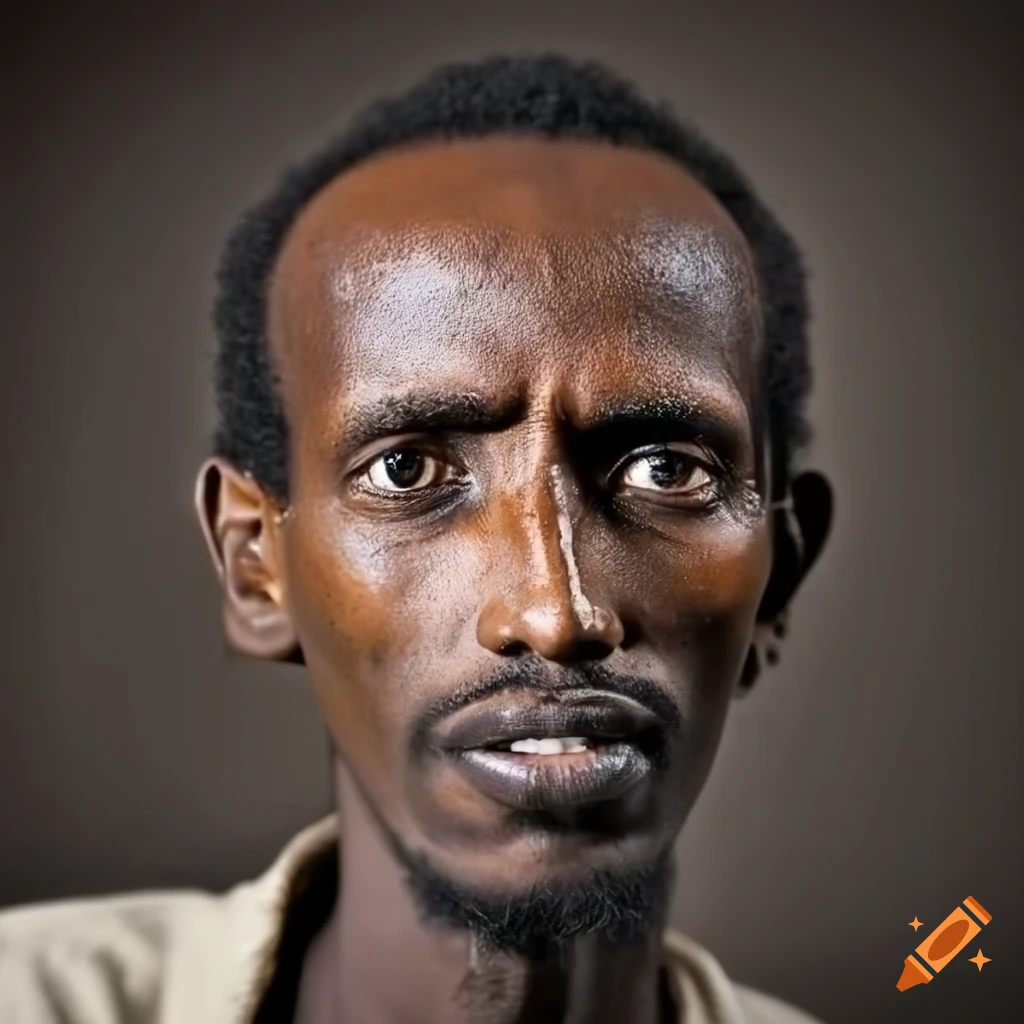 close-up of a Somalian man's face and head