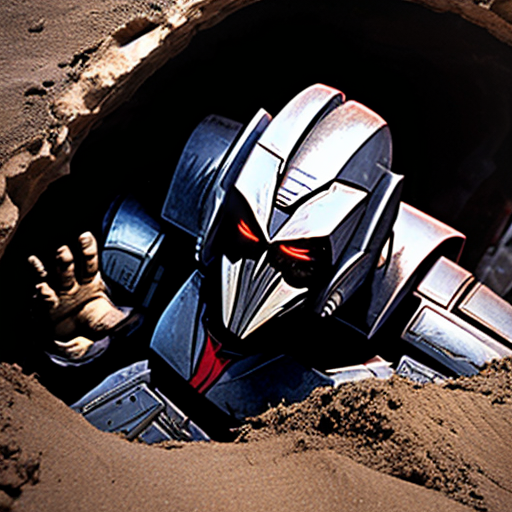 Starscream getting shot by megatron and then buried by megatron 