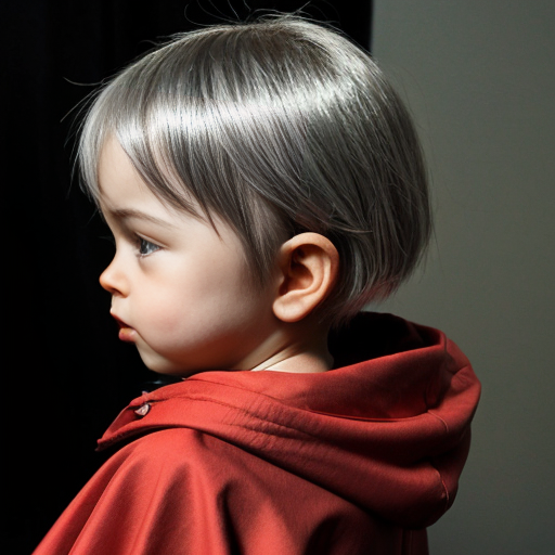 cute red riding hood, cinema, realistic, ultrarealistic, sideview, silver hair, strong makeup, kinderg