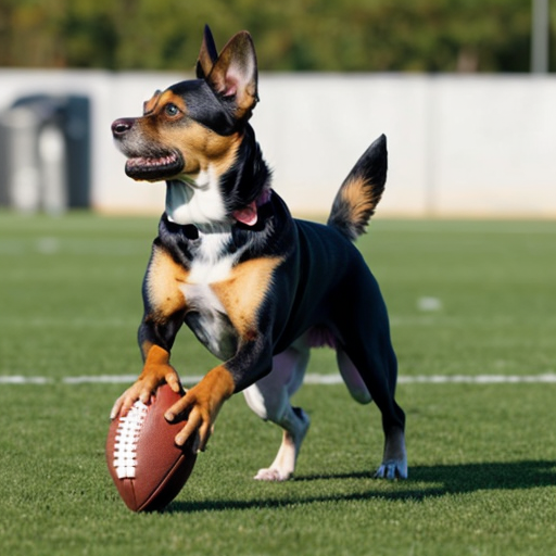 dog playing football
