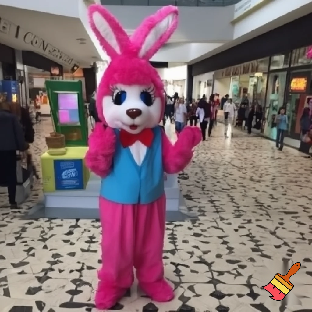 Easter bunny mascot costume shopping Centre top hat Luna Park Sydney