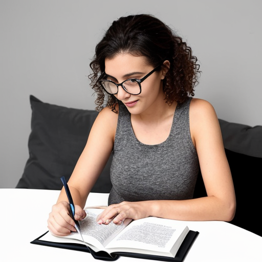 Wygeneruj dziewczynę czytającą książkę albo mangę. Dziewczyna ma brązowe, kręcone włosy do ramion i czarne okulary i bluzę (czarną albo szarą). Pije herbatę albo kawę. Może mieć luk. W tle jest magia. Obok niej siedzi fretka 