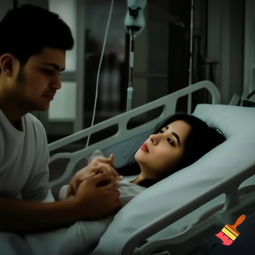 Kannst du ein Bild generieren wie Tarek zia seine Mutter in Krankenhaus besucht während khaleda zia auf dem Bett liegt  