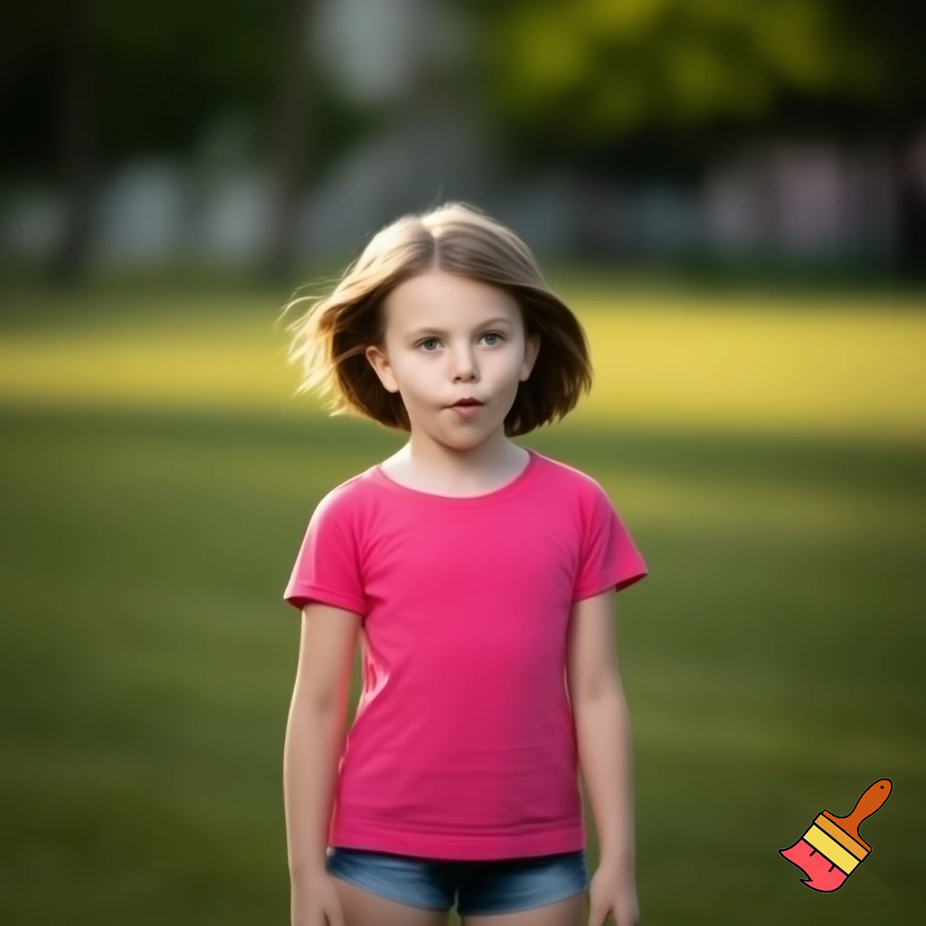 Make a photo of a small girl who is 3 foot 4 and is 11