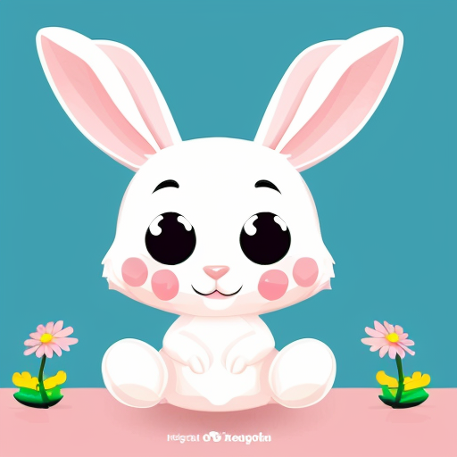 cute cartoon rabbit for kids, colorful, 2D animation style