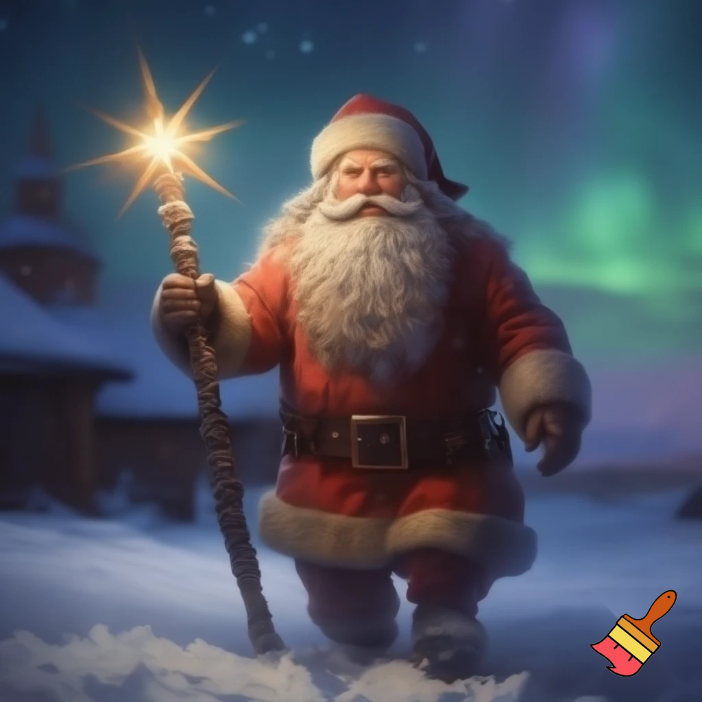 Santa Claus, Russia walking stick with the start the real Santa Claus
A star