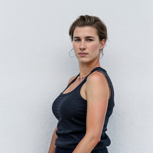 Goretzka and Vanessa at the standing on the white wall 