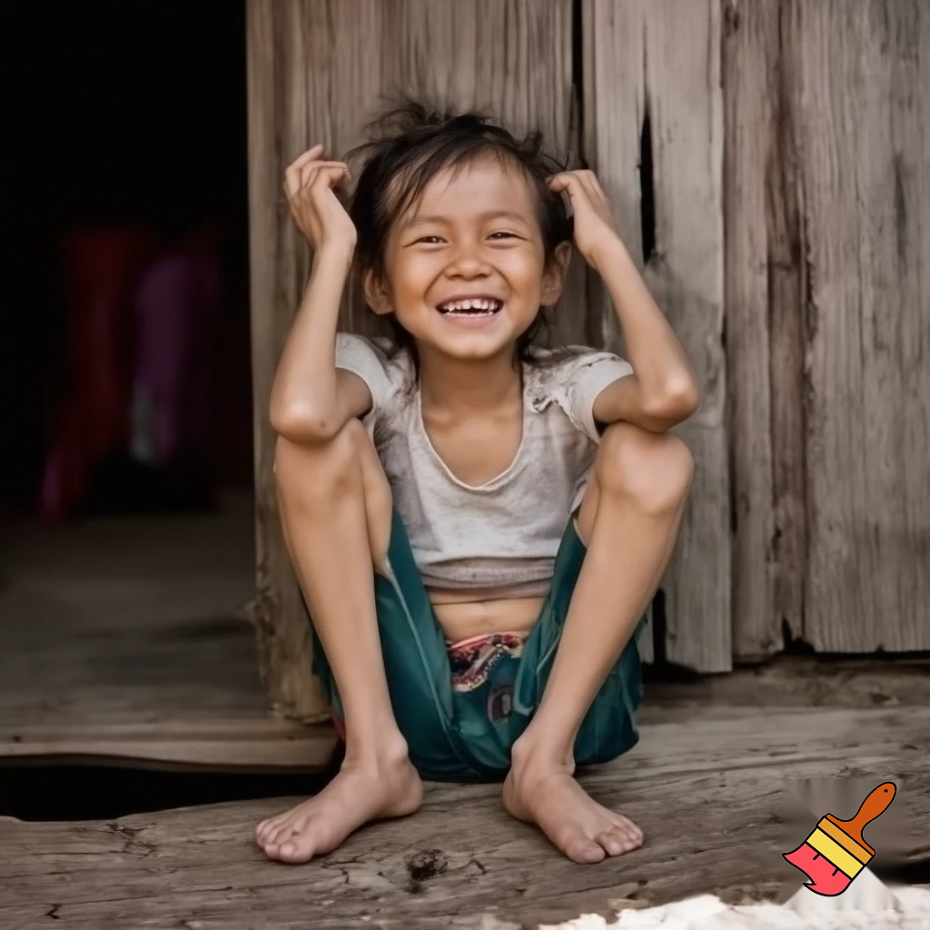 A 13 yar old girl that has a crop top braces and is barefoot