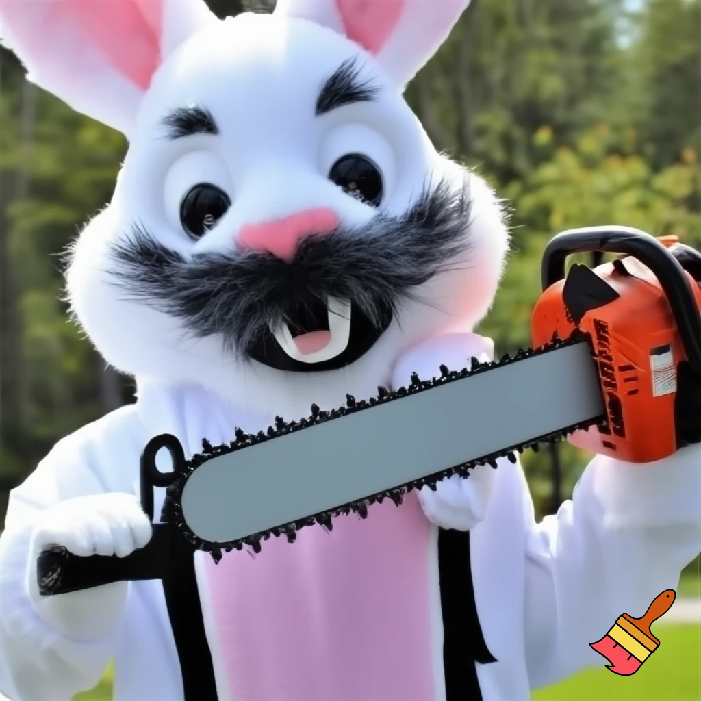 Easter bunny with a chainsaw Easter bunny mascot costume