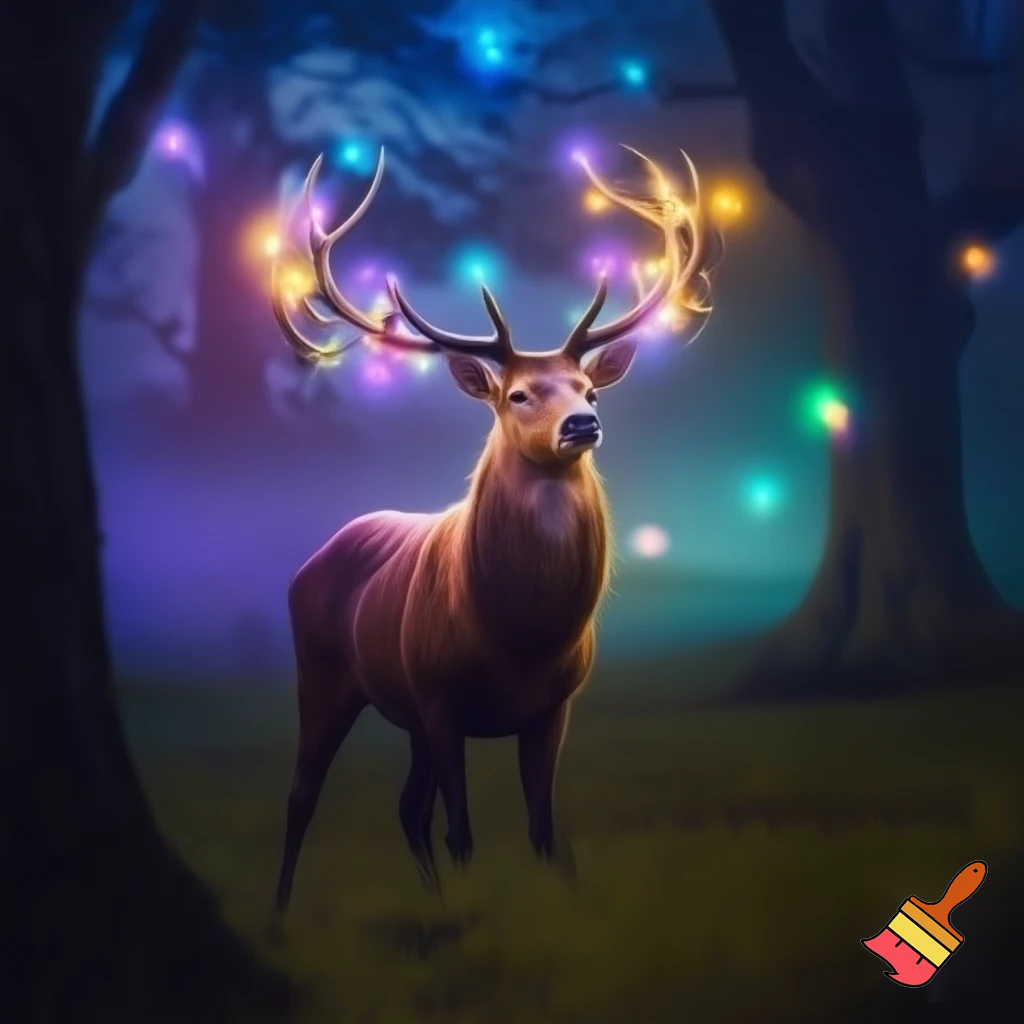 Deer with colored lights