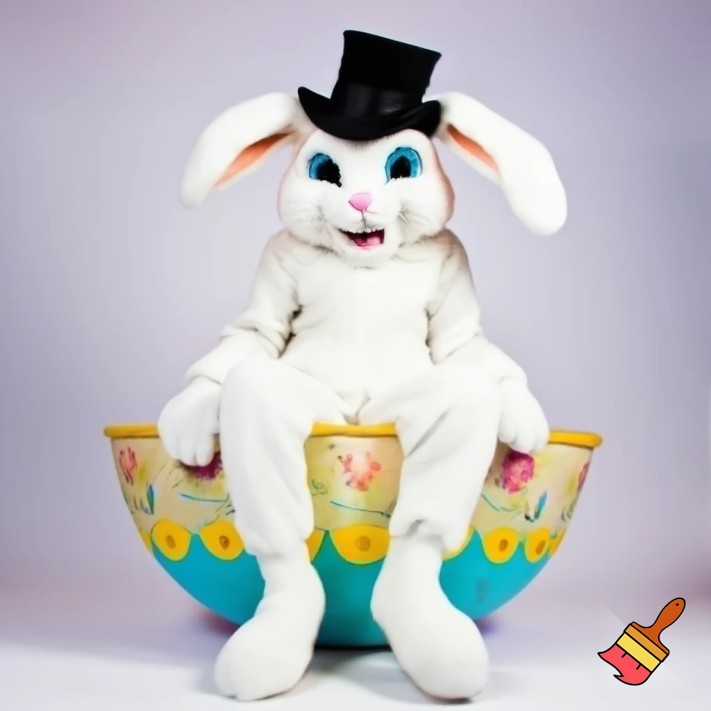 🏰 a chair van chair Easter bunny chair
Easter bunny with a top hat mascot costume Easter bunny chair