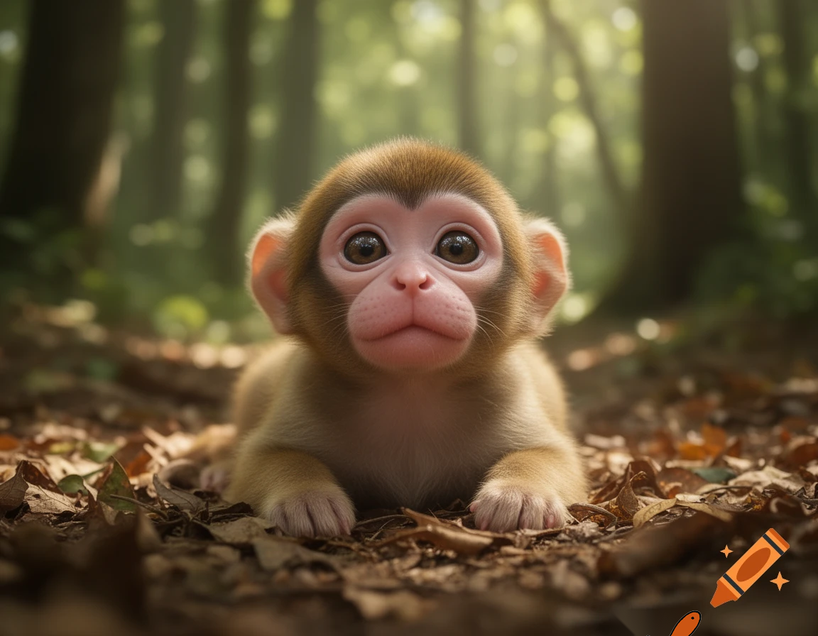 A baby human mixed with a dog and a monkey 