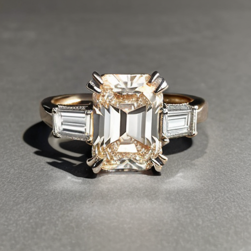 an elegant ring with the only one large rectangular baguette-cut stone