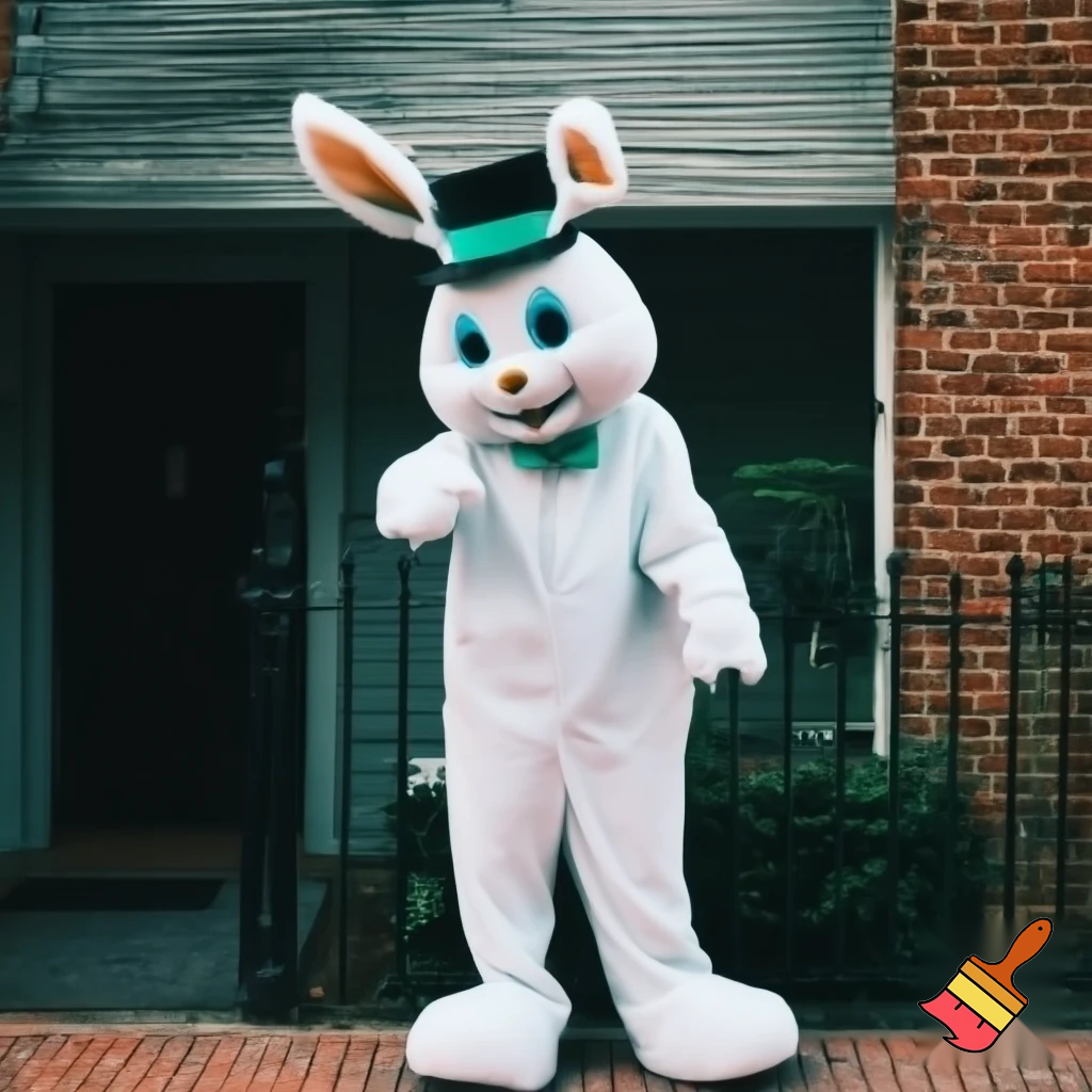 Easter bunny mascot costume top hat Easter only sells house