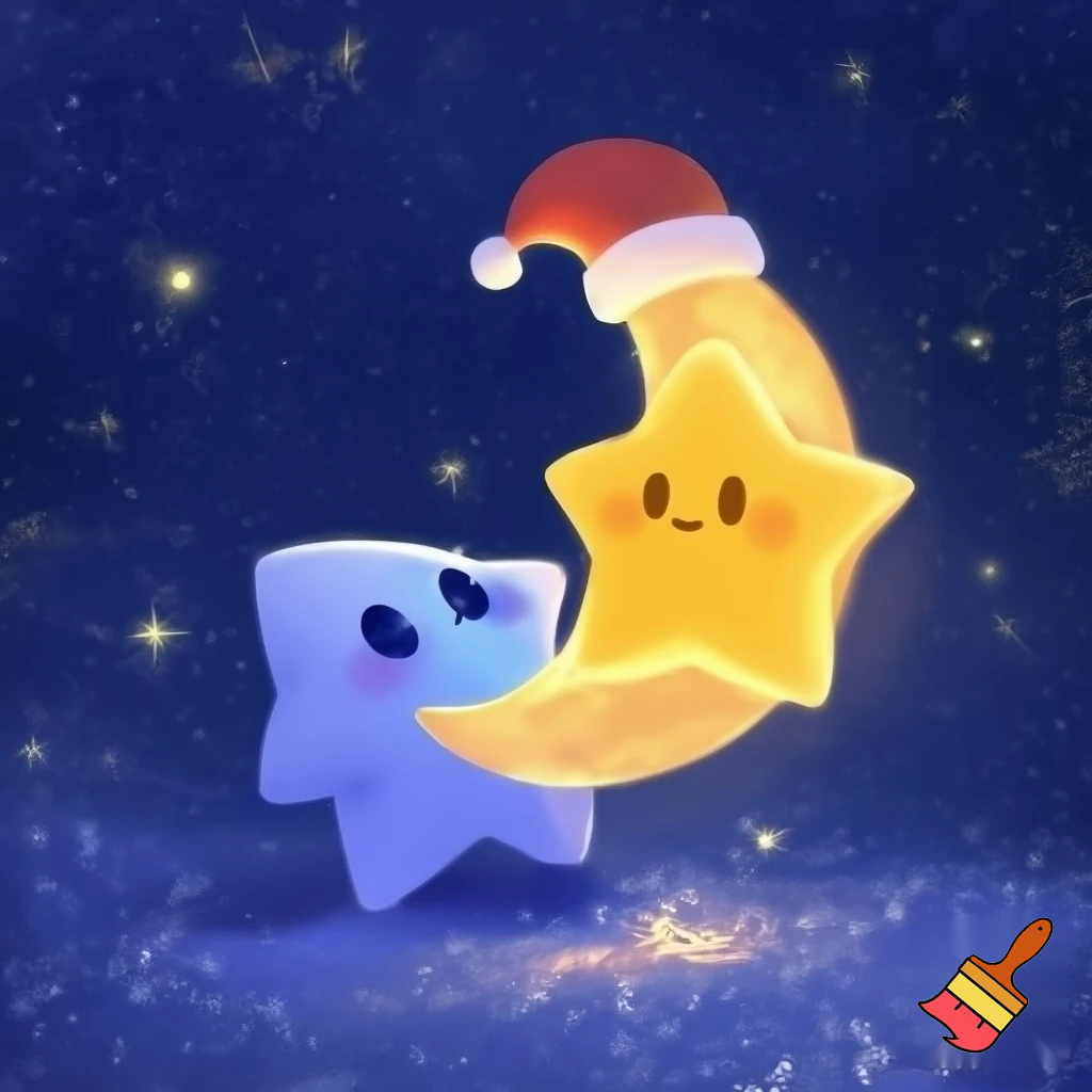 Star and the moon christmas cartoon