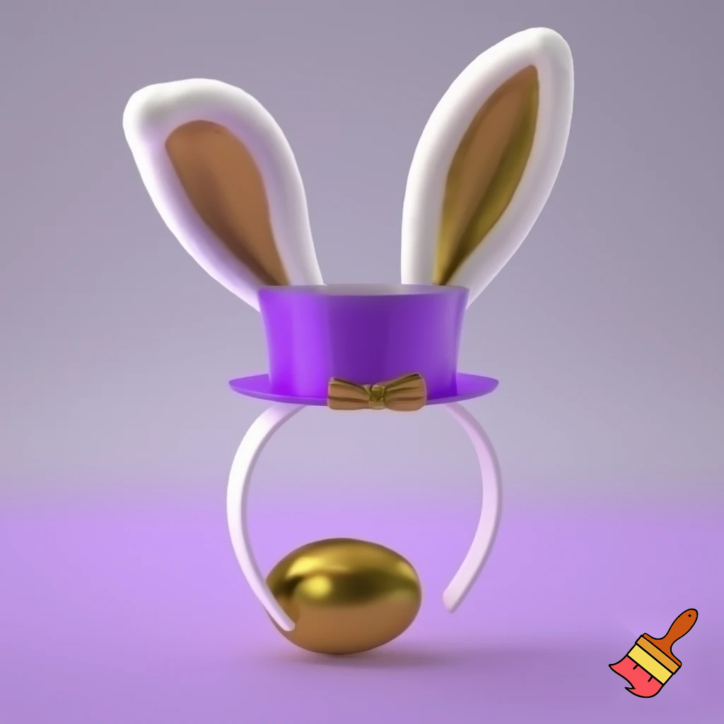 Easter top hat headband Easter bunny headband, purple and white with gold