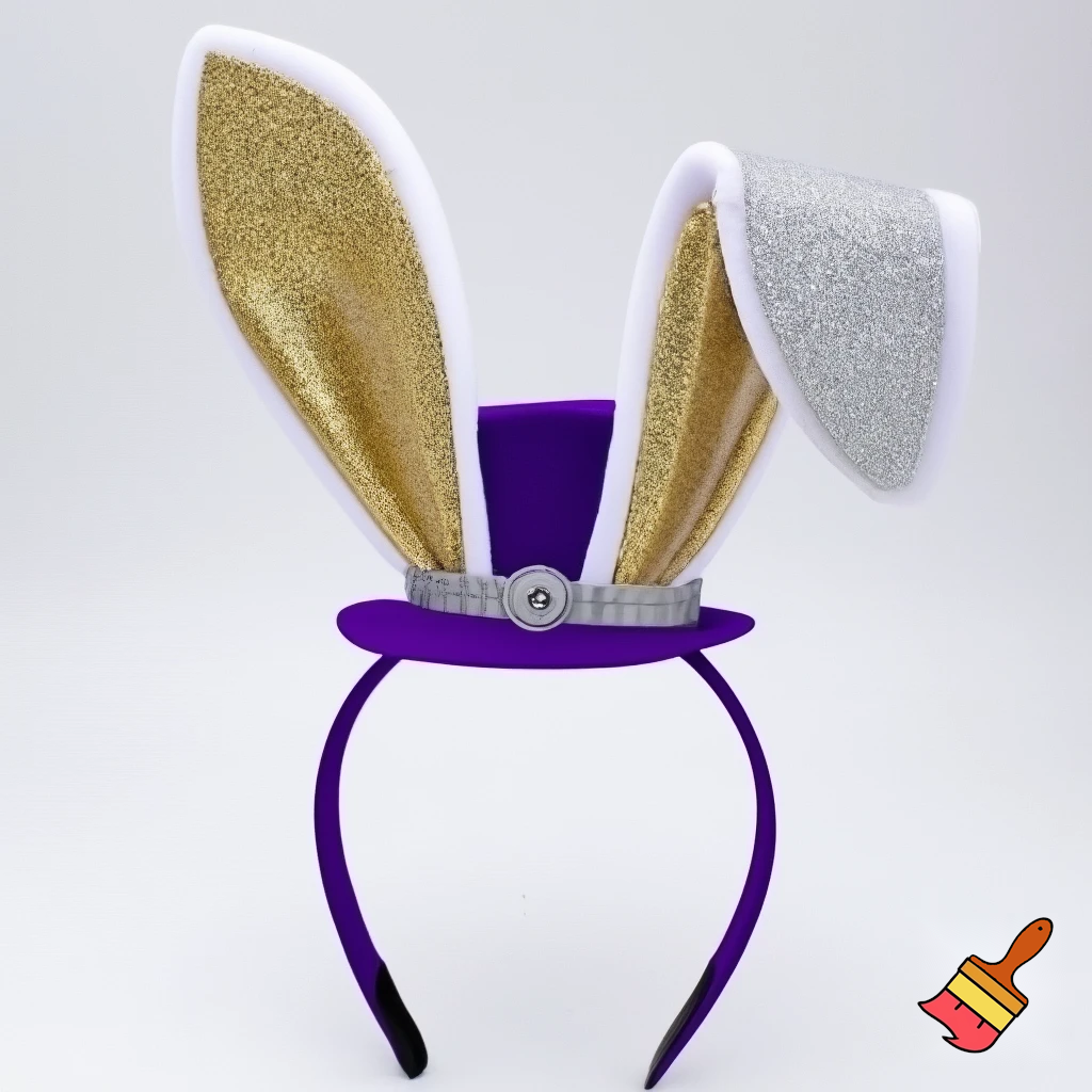 Easter bunny top hat headband, purple and white gold and silver
