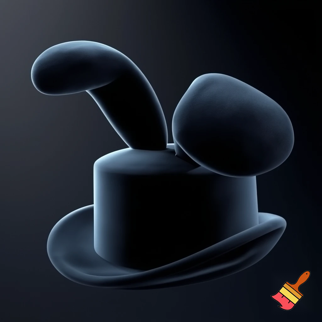 Black top hat with bunny ears velvet