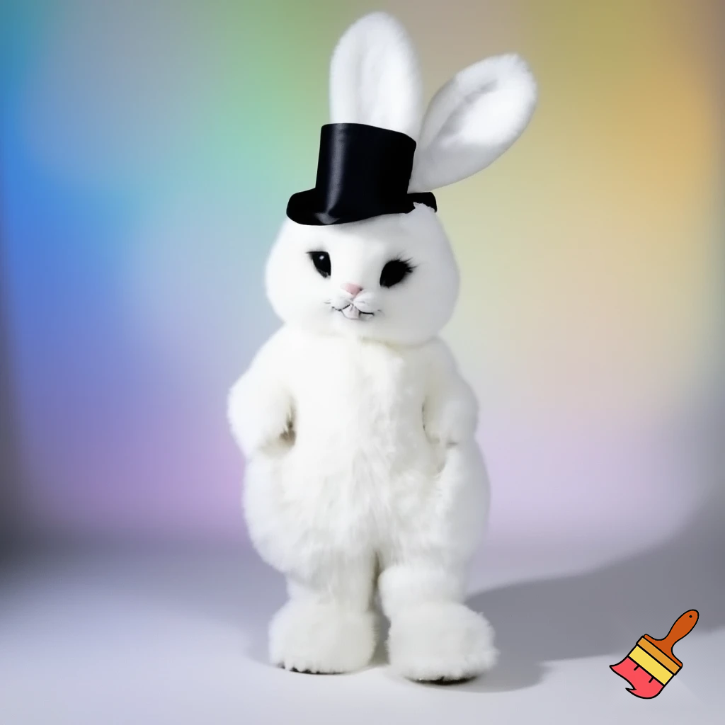 Easter bunny mascot costume top hat mascot costume white