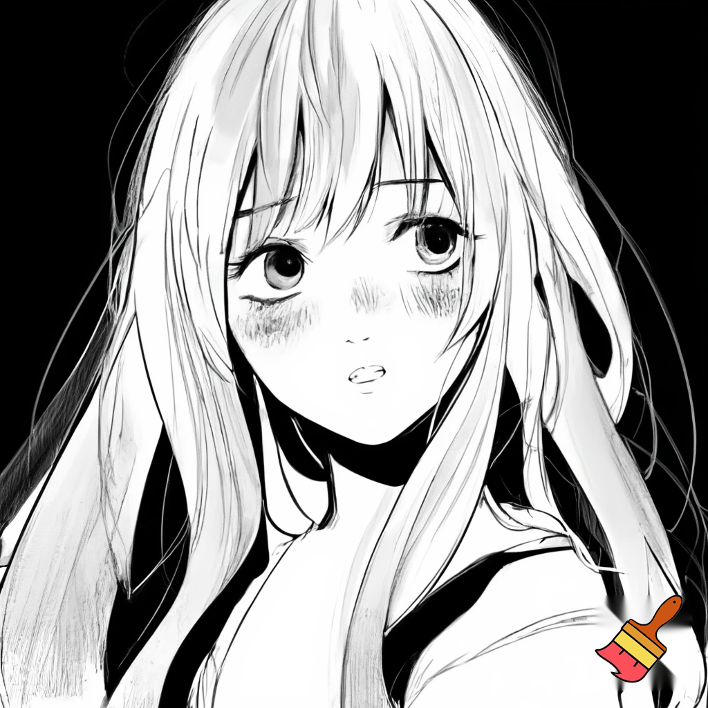 fait la en noir et blanc et plus style manga c une fille cheuveux long et tres 
ebourife  style dessin


