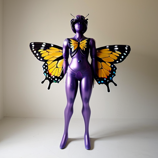 a Lifesize butterfly with human legs
