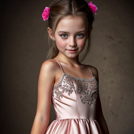 russian brunette little girl at party dress, very beautiful, on the party, brown eyes
