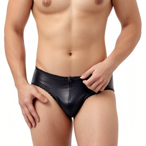 Junger Mann knöpft seiner sexy Freundin zärtlich die Lederhose auf 