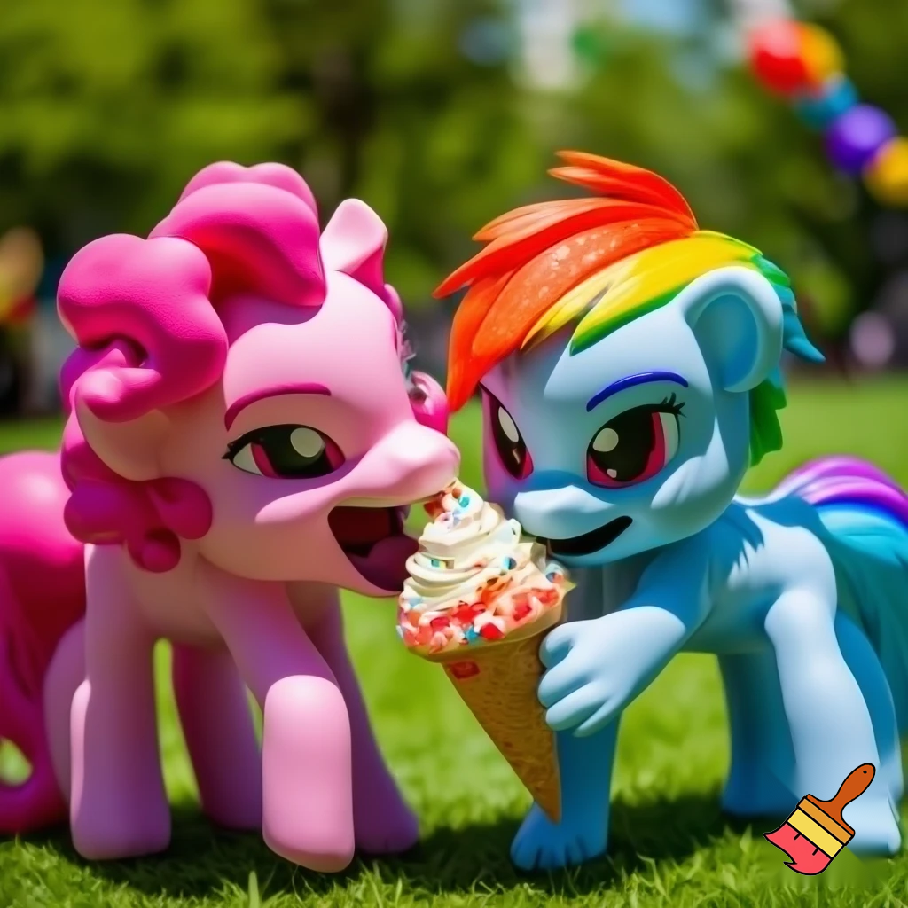  Pinkie pie and rainbow dash with ice cream 