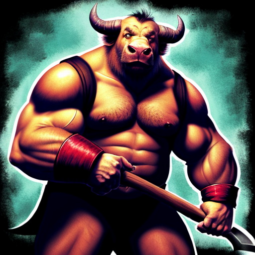 In the Dnd universe. A large bull man holding a large axe