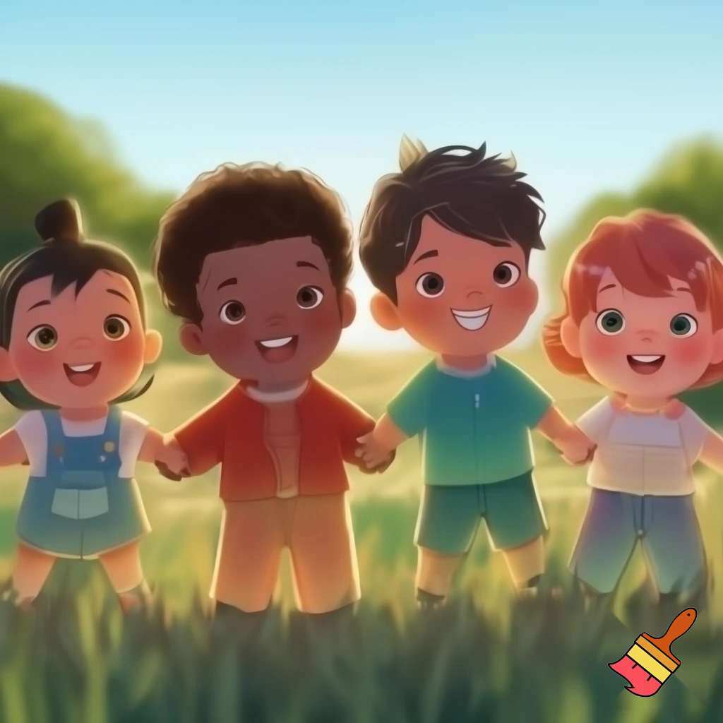 young kids from ethnic diverse backgrounds holding hands side by side 
