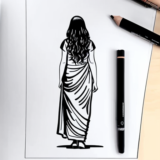 how to drow girl in sari step by step
