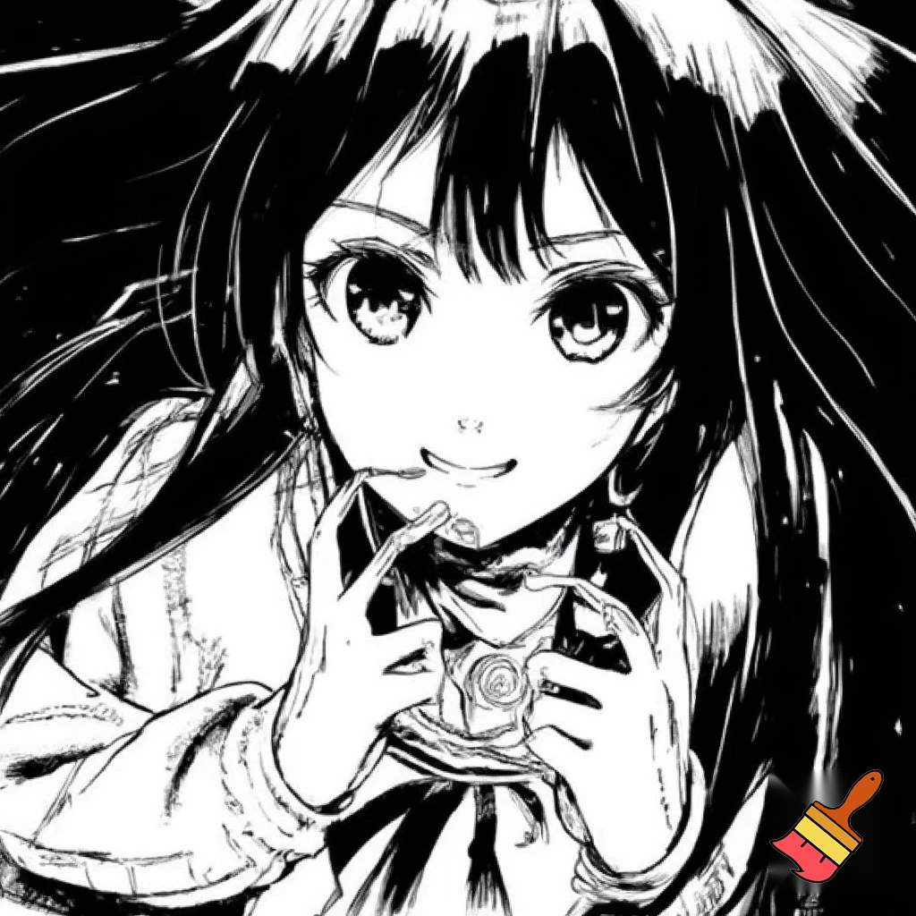 fait la en noir et blanc et plus style manga c une fille cheuveux long et ebourife 

