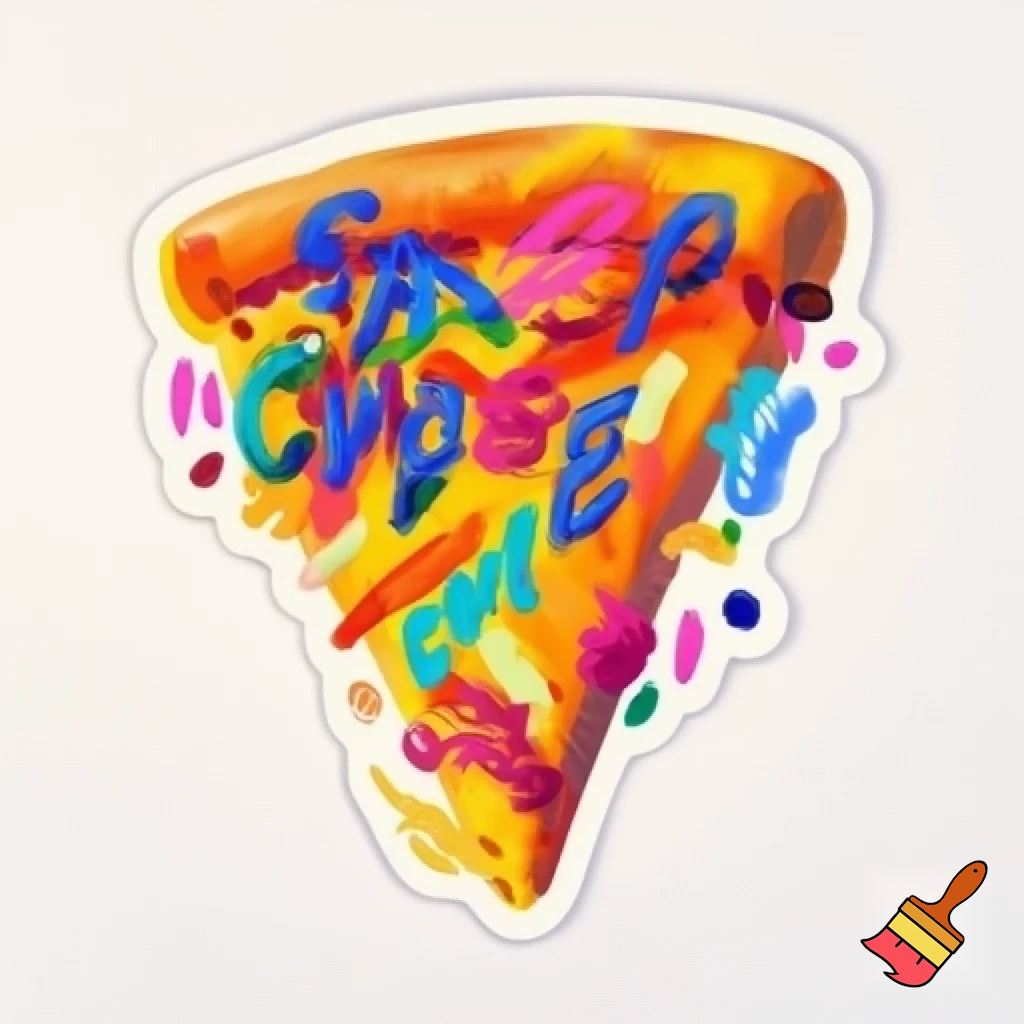 We“A cool and artistic version of a sticker showing a piece of pizza with the text ‘מתי בפיס’ in playful, hand-drawn style, colorful and vibrant, cartoonish but artistic, fun and eye-catching design, emphasis on creativity and brush-stroke texture, maintaining the original sticker vibe.”
