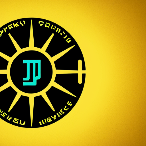 Logo JUPS in yellow color. Cyberpunk style.