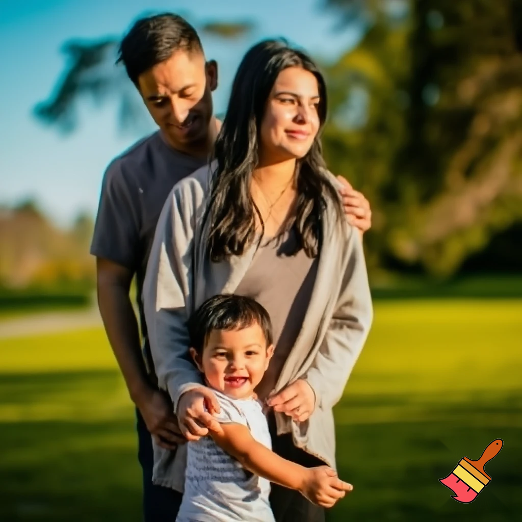 Семья 3 человек: мама, папа и ребёнок 