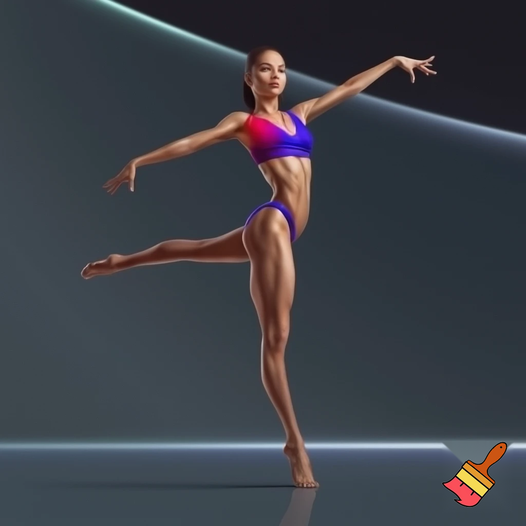 Slim gymnast girl wearing a bikini