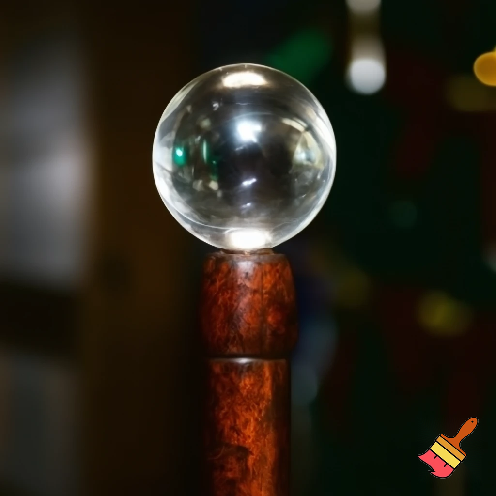 Russian Santa Claus walking stick with with the crystal ball