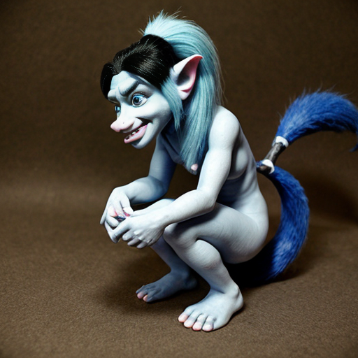 Blue female troll with tail