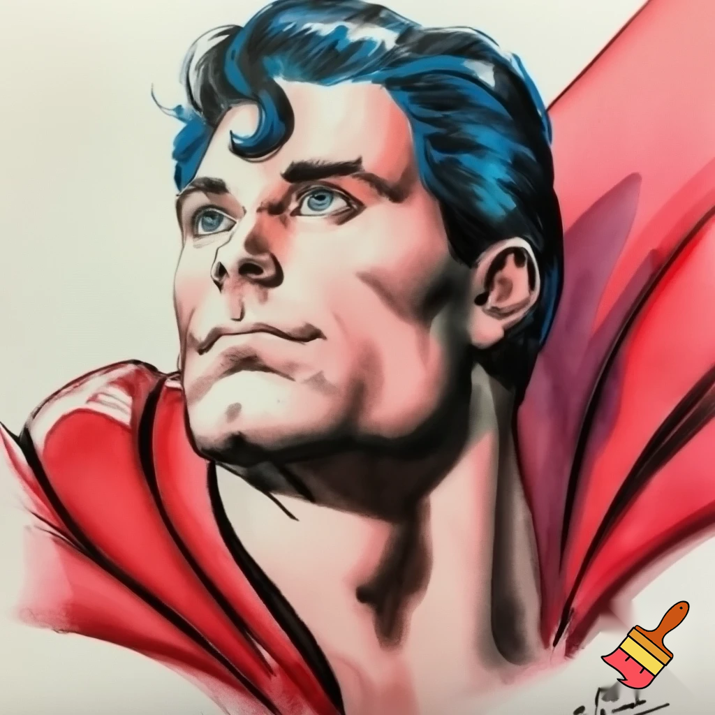 Superman, Stephen Gammell style watercolor painting