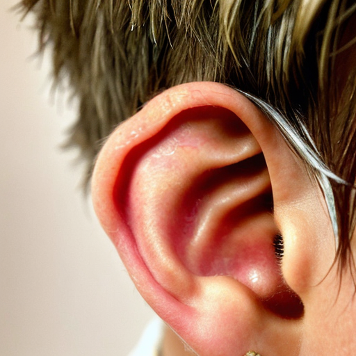 Cool 90s aesthetic grainy very close up very zoomed in photo of a 12 year old very tan blonde boy’s ear, whole ear is stretching into a the shape of a pair of boy lips