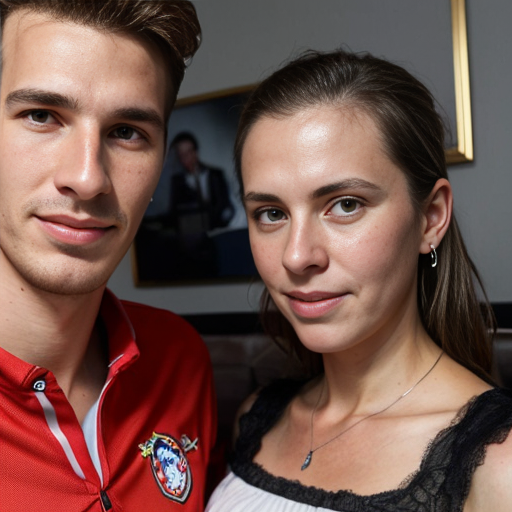 Goretzka and Vanessa at the living room 