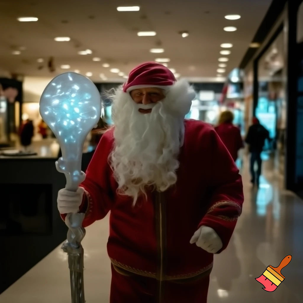 Santa Claus magic walking stick staff Russia shopping Centre Australia shopping immune in a star