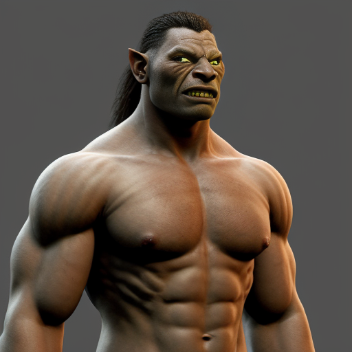 Buff young Man, about 21, turning into a modern day orc