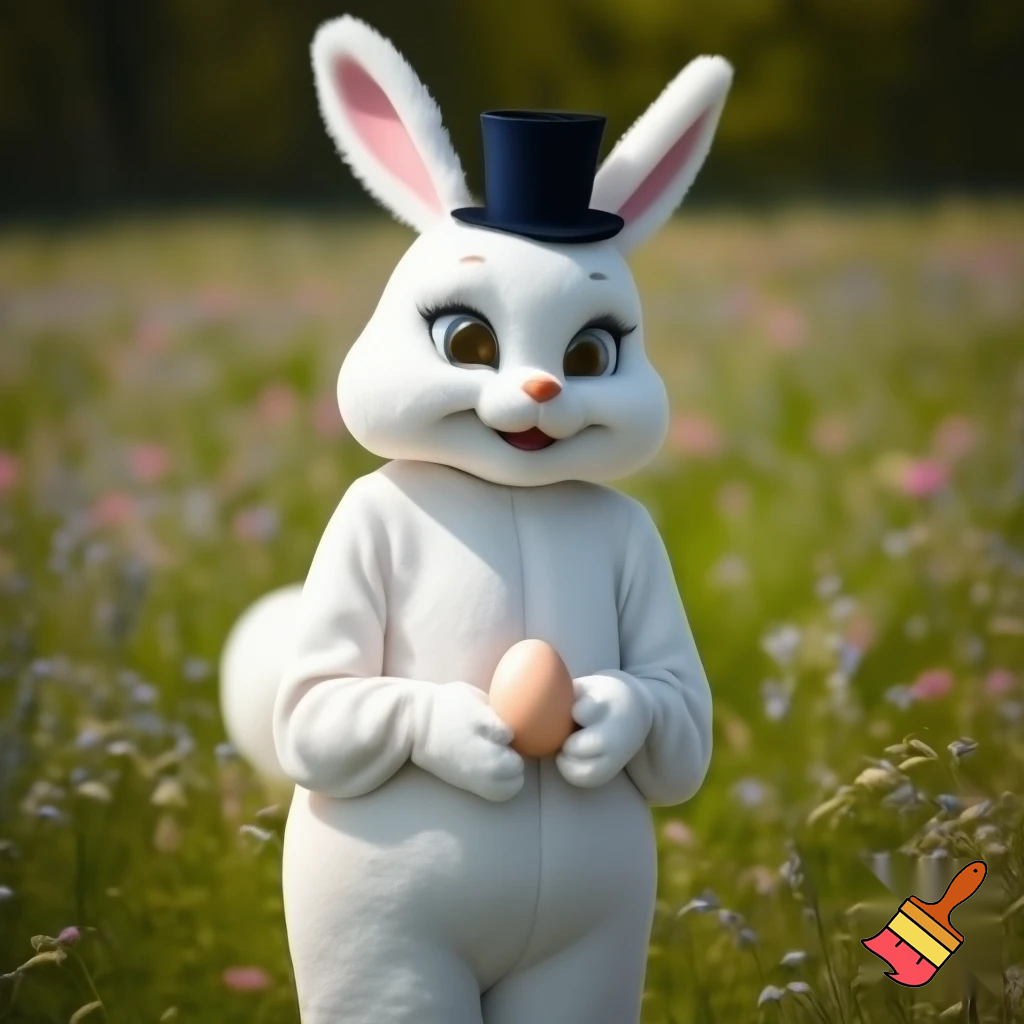 Easter bunny costume top hat person special in delicate